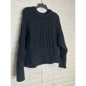 Zara black cable knit bobble Sweater women's size medium brand new chunky trendy